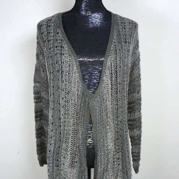 Chico’s Metallic Drape Cardigan Kyler Sweater Women’s Size Large - Picture 2 of 6